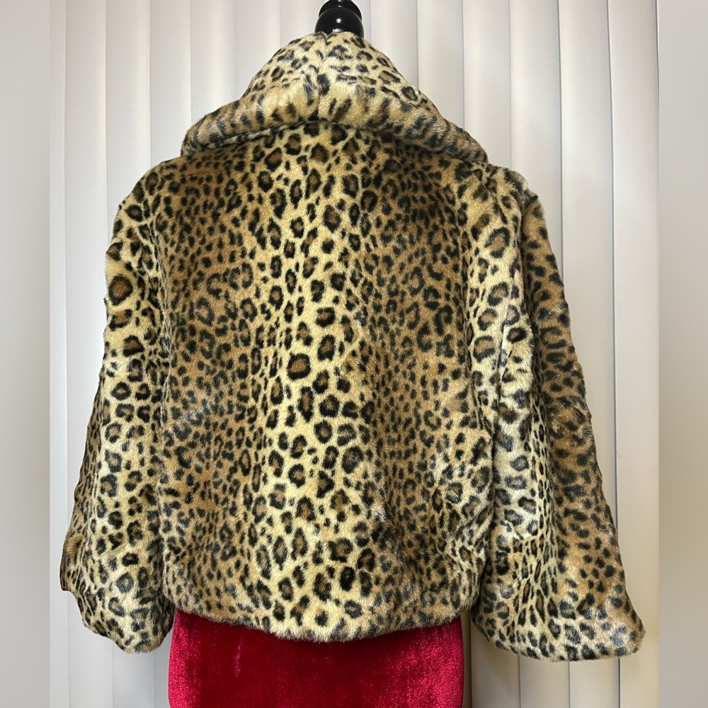 Vintage B’Love Animal Print Crop Faux Fur Jacket Size XL Pristine Condition - Picture 3 of 11